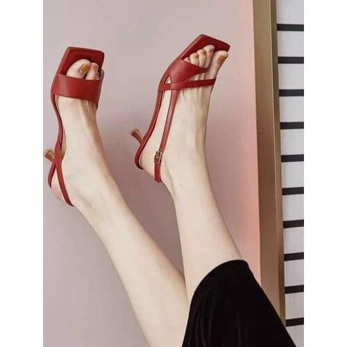 Ladies Sandals Exposed Straps Thin Belt Thin Heel Women Sandals Casual Fashion Office Ladies Shoes Shoe Size 34-39 Heels Women