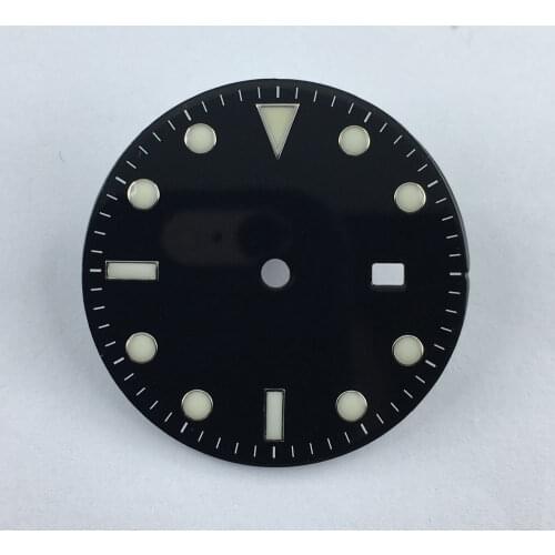 31.3mm black sterial dial super luminous white marks Watch Dial for Miyota 8215 821A Mingzhu 2813 Movement-BP02