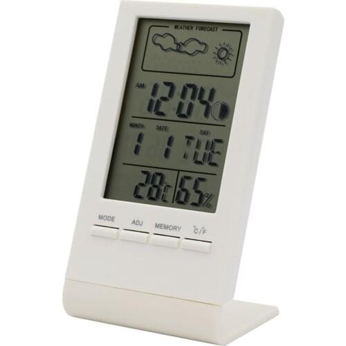Mini Digital Thermometer Indoor Hygrometer Room Temperature Humidity Meter Gauge Clock Weather Forecast Max Min Value Display