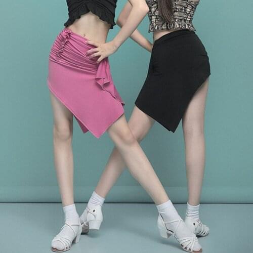 2021 New G2190 Kids Latin Dance Skirt Wrinkle Lotus Design Girl Latin Dancing Skirt for Belly Modern Performance Dancewear