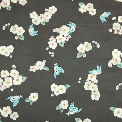 Cartoon Birds and Flower Printed 100% Cotton Fabric For Child Clothes Bedding Set Hometextile Cushion Cover Backpack DIY