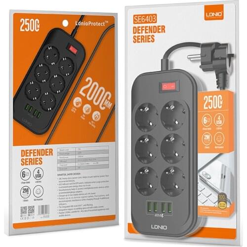 USB European Power Strip Extension EU Socket Outlet Master Switch Electrical Supply Traveller Plug