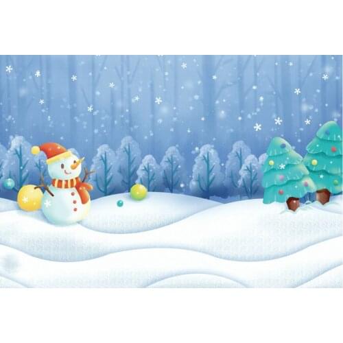 Winter Snowman Forest Scenery Printing Backdrop Party Room Decor Photo Booth Studio Prop