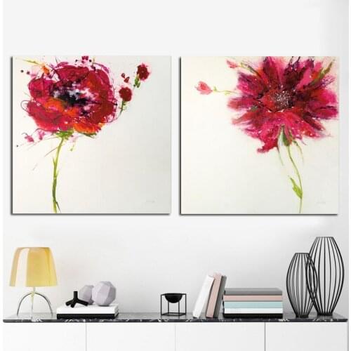 Red Flower Abstract Oil Painting on Canvas Posters and Prints Modern Canvas Art Minimalist Nordic Wall Picture for Living Room