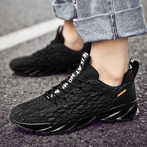 Mens Sneakers Comfortable Mesh Casual Shoes Fish Scale Blade Breathable Sports Shoes Flying Woven Running Shoes Male Trainers