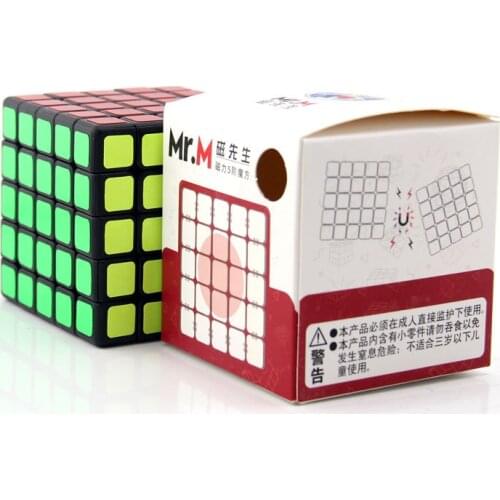 Shengshou Mr.M 5x5x5 Black Cubing Magnetic Jigsaw Magic Cubes Multi-Color Safe ABS 5x5 Ultra-Smooth Speed Cubes Gift For Childre