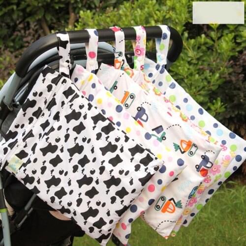 Reusable Diaper Wet Bag Large Washable Nappy Storage Bag Waterproof Baby Travel Stroller Diaper Pouch Mini Printed Cloth Bags