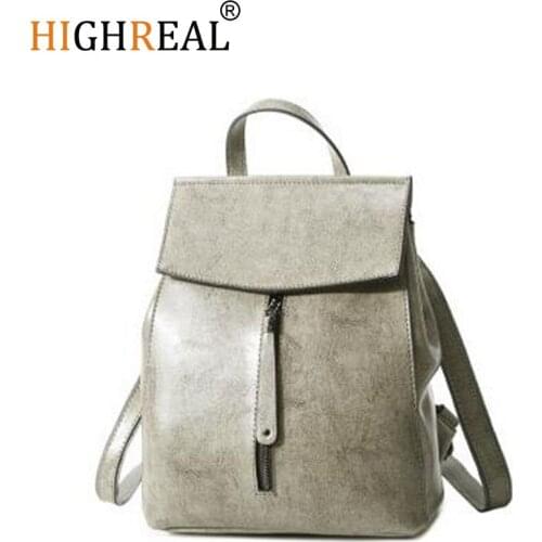 HIGHREAL Fashion Brand Women Backpack Genuine Leather Backpacks For Girls Real Cowhide Leather Backpacks Mochila Feminina J55