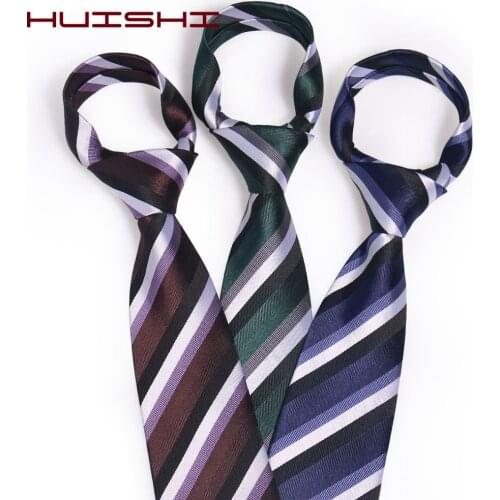 HUISHI Office Necktie Men Business Tie Wedding Luxury Gift For Men Ties Fashion Jacquard Striped Necktie Green Blue Brown