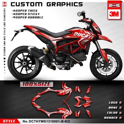 KUNGFU GRAPHICS Motorcycle Stickers Kit Full Wrap Red for DUCATI Hypermotard Hyperstrada 821 939 2013-2018 (DCTHYMS1318001-B-KO)