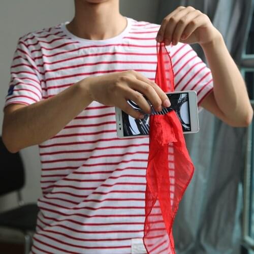 2018 New Magic Tricks Silk Through Phone Close Up Magic Easy To Do for Professional Magician Gimmick Email Teaching Video