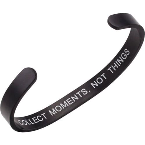 2020 cross-border new hot-selling lettering Collect Moments not Things 6mm flat bracelet