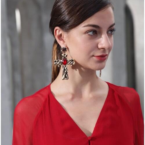 Punk Miami Cuba New Creative Fashion Niche European and American Exaggerated Cross Earrings Evil Retro Halloween Jewelry