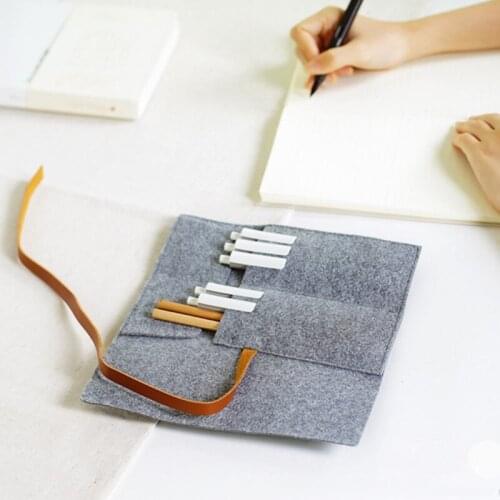 Portable Roll School Pencil Cases Felt Cloth Pen Bag For Girls Boys Large Capacity Pencil Bag Stationery School Office Supplies