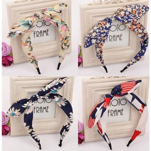 Fashion Floral Bowknot Hairbands Polka Dot Bunny Ear Headbands Handmade Turban For Girls Womens Hairhoop Hair Accessories