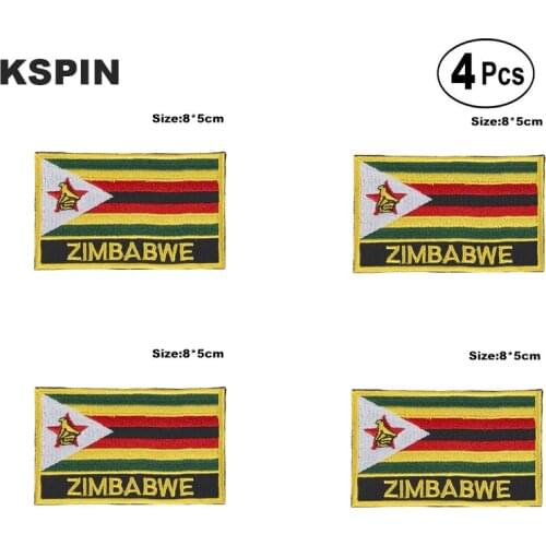 Zimbabwe Rectangular Shape Flag Iron on Saw on Patches Embroidered Flag Patches National Flag Patches for Clothing