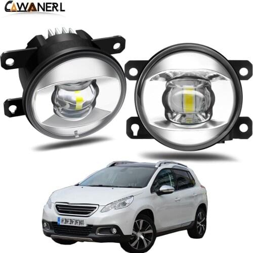 Fog Light Assembly For Peugeot 2008 2013-2018 Car Driver + Passenger Side LED Lens Fog Lamp Daytime Running Light 30W 8000LM 12V