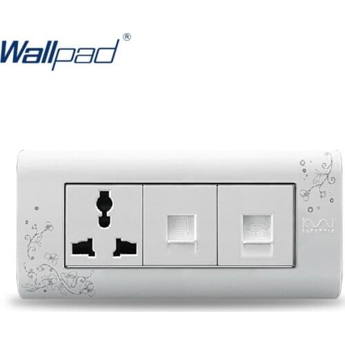 2019 Hot Sale Computer And TEL 3 Pin Socket Wallpad Luxury Wall Switch Panel Outlet Socket 154*72mm 10A 110~250V