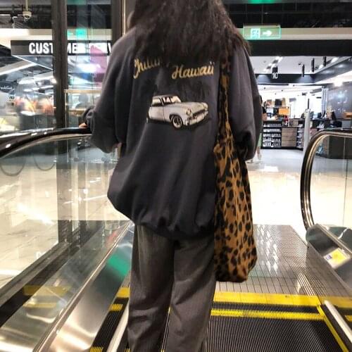 Women Shoulder Corduroy Shipping Bag Leopard Print Korean Handbag Casual Female Handbag Cotton Fabric Tote Bags for Women