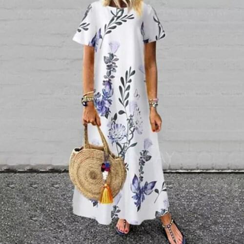 Women Summer Sundress Bohemian Printed Dress 2021 Fashion Casual Vestidos Long Maxi Dresses Beach Robe Femme Plus Size