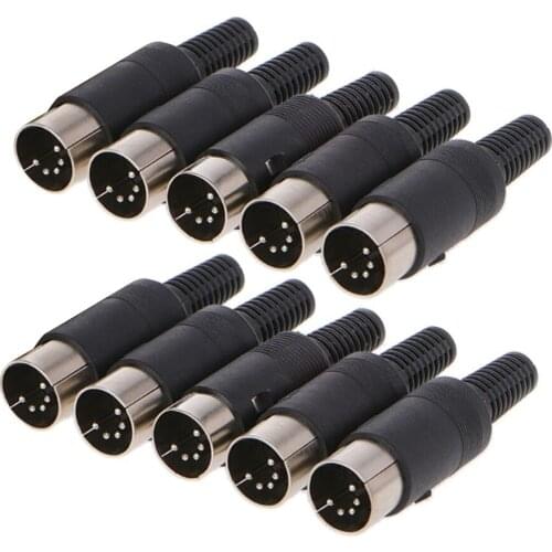 10PCS 5 Pin DIN Plug Male Connector Jack with Plastic Handle Keyboard Cable Adapter Connector