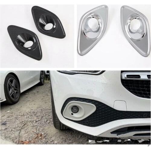 2Pcs Car Front Fog light Frame Cover Trim Sticker Chrome ABS For Mercedes Benz GLA 2020 Car Styling