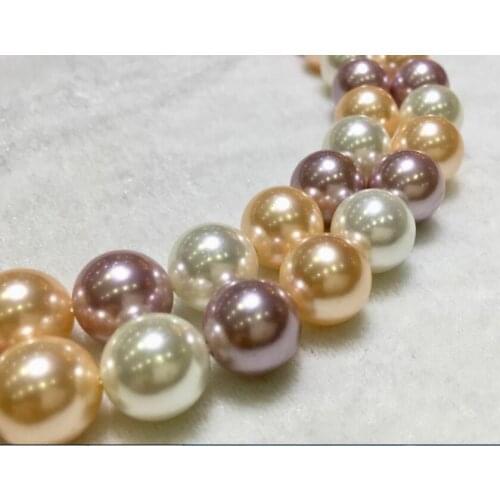 AAA Natural White Pink Purple 12mm South Sea Shell Pearl Necklace 18 " 36"