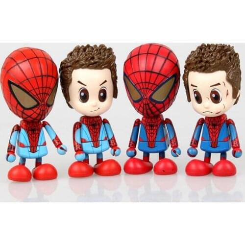 4pcs/set Mavel Spiderman Cute Sign Action Figures PVC Doll Model Toys