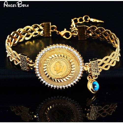 Middle East Traditional Oman Wedding Birthday Gift Ladies Bracelet Arab Turkish Coins Muslim Jewelry