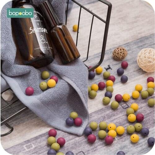 Bopoobo 15mm 30PC 4-6 Months Silicone Beads Baby Teething Beads Safe and Natural Ecofriendly Non-toxic No BPA Silicone Beads