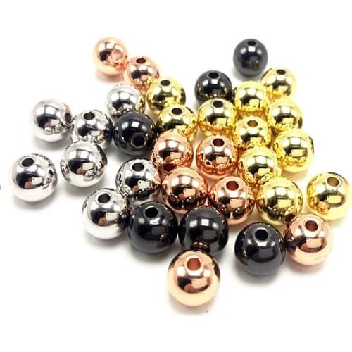 3 4 5 6 8mm Stainless Steel Rose Gold Spacer Beads Charm Loose Beads DIY Bracelets Beads for Jewelry Making fit Charm Findings