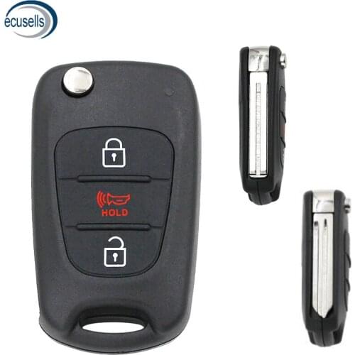 3 Button Flip Remote Key Fob Case Shell Fit for KIA Soul Sportage Sorento Uncut Blade