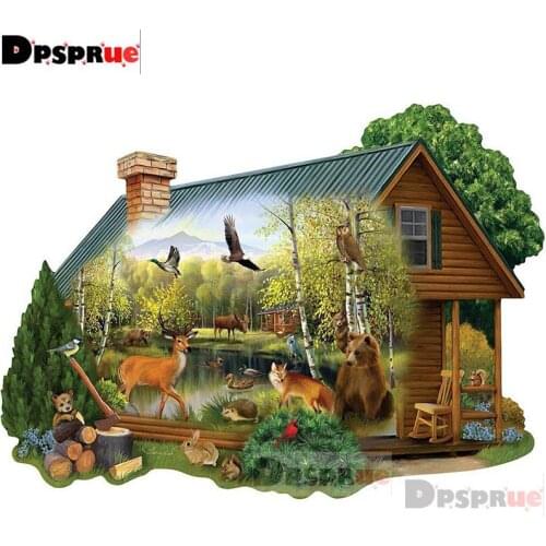 Dpsprue Full 5d Diy Diamond Painting Cross Stitch Animal house Diamond Embroidery Kit Mosaic Home Artworks Decor Gift DR08