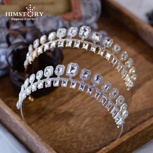 Himstory European SquareTiara Crown Wedding Bridal Head Accessories Rhinestone Pageant Hair Jewelies