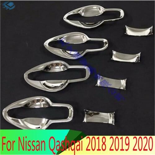 For Nissan Qashqai 2018 2019 ABS Chrome Door Handle Bowl Cover Cup Cavity Trim Insert Catch Molding Garnish