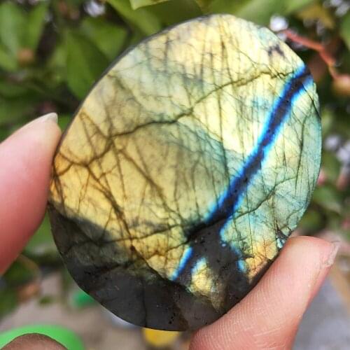 Crystal slice natural labradorite original stone slice Flash stone quartz CIRCLE slice mineral Ornaments 5cm
