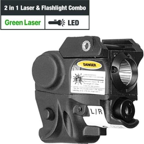 Lightweight Subcompact Mini 2 in 1 Green Laser Sight and Tactical Flashlight Combo for Picatinny Railed Handgun Airsoft