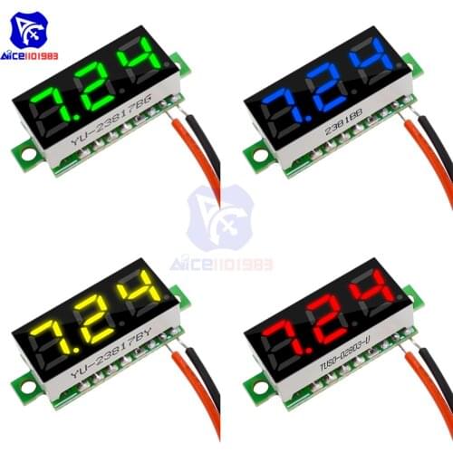 Diymore 0.28" Mini Voltmeter LED Digit Tube Voltmeter Voltage Meter Panel Tester Detector 2 Wires 5 Color Available DC 5 -12V