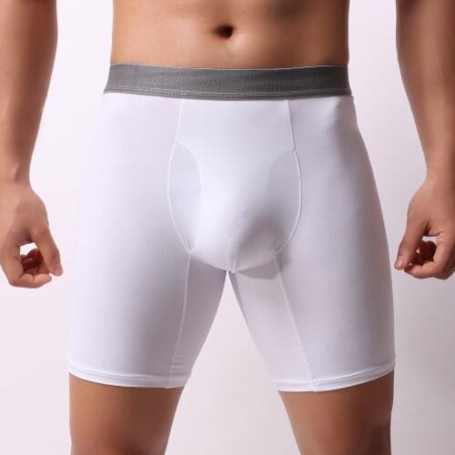 Mens ice silk underwear, European size pants with lengthened boxers, breathable young mens underwear