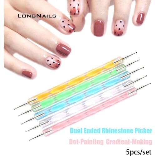 5pcs Nail Kit Dual-Ended Picker For Rhinestones 13cm*0.8-3mm Dotting Painting Pointed ss-Diamonds Pick Nail Draw Pens Tools TB03