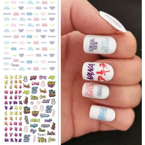 Newest TSC 208 letter design nail sticker decal stamping back gule DIY nail decoration tools