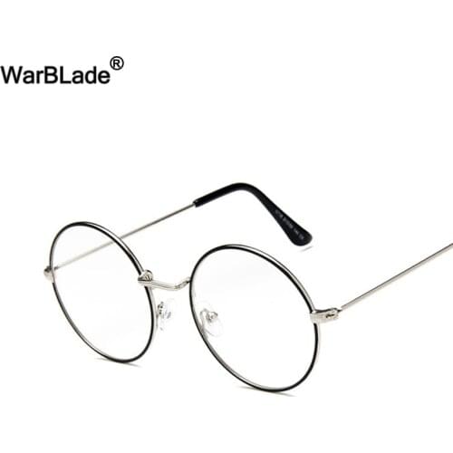 WarBLade Retro Round Clear Lens Glasses Vintage Gold Metal Frame Eyeglasses For Men Women Optical Eyewear Frame Fake Glasses