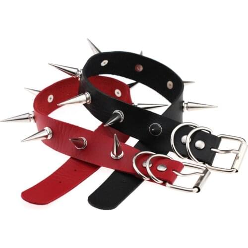 Goth Sexy Punk Spike Metal Collar Girls Leather Harness Choker Necklaces for Women Party Club Chockers Gothic Jewelry Gifts