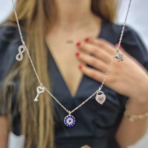 Handmade luck Necklace 5-Piece Zircon Stone For Women Girls Valentines Day Fashion Jewelry Elegant