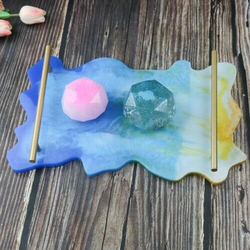 Fruit Tray Irregular Reusable Coaster Silicone Mold DIY Epoxy Resin Handcraft Making + 2 Metal Bars DIY Fruit Plate Mold