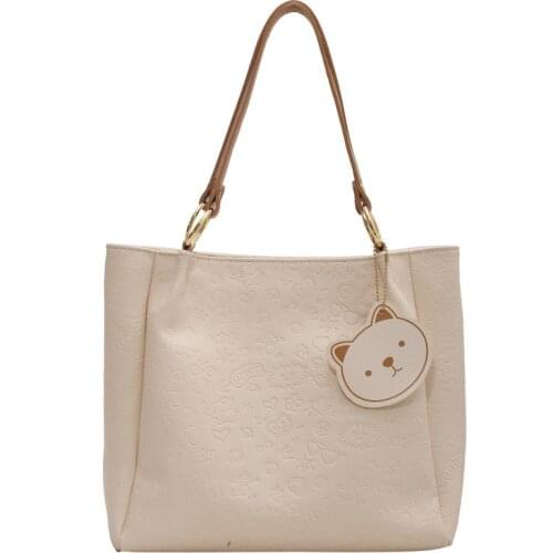 Casual Pu Leather Handbag Cartoon Print Tote Bags for Women 2021 New Black Big Shopper Bag Roomy Lady Large Travel Shoulder Bag