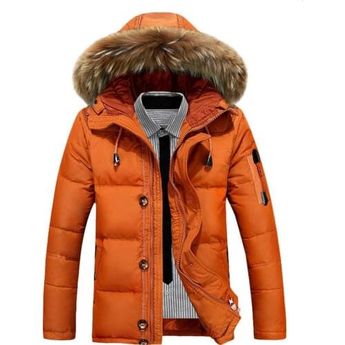 Winter Men Down Coats Fashion Fur Collar Puffer Jacket Men Coat Military Windproof Multi-Pocket Outdoor Casual Men Clothing Coat