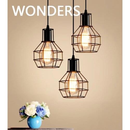 Industrial Vintage Diamond Cage Pendant Light Sconce Hanging Droplight Lamp E27 Socket AC 85-240V