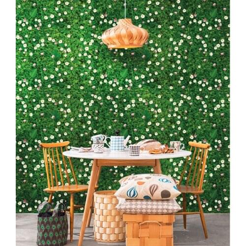PVC Wallpapers Youman Self Adhesive 3D Green Meadow Flowers Wallpaper PVC Wall Sticker Floor living Room Bedroom Kids Room Decor