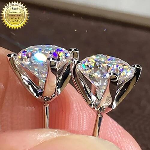 14K White Gold Earrings .2.4 6 Carat Wedding Anniversary Engagement Party Round DVVS Moissanite Diamond